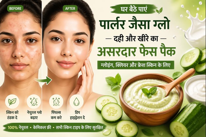  घर बैठे पाएं पार्लर जैसा ग्लो — दही और खीरे का असरदार फेस पैक